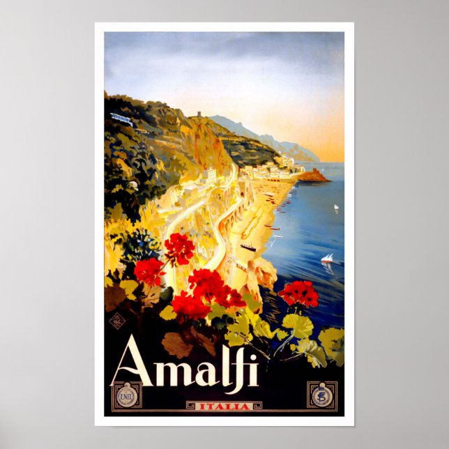 Amalfi Italy vintage travel Poster (Front)