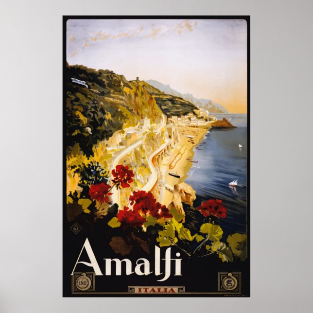 Amalfi Italy Vintage Travel Poster (Front)