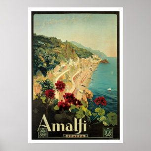 Amalfi Italy Vintage Travel Poster