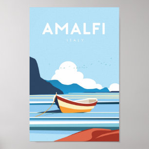 Amalfi italy vintage travel poster