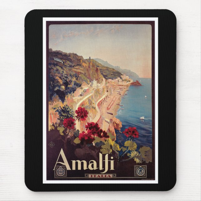 Amalfi, Italy  Vintage Travel Poster Mouse Mat (Front)