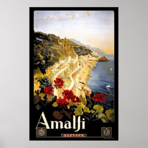 Amalfi, Italy Vintage Travel Tourism Poster