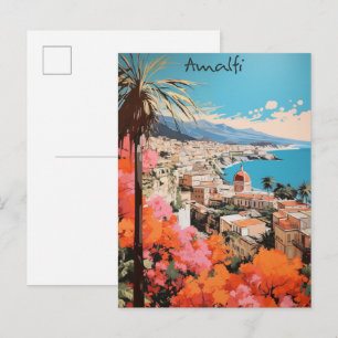 Amalfi Itay Travel City Painting Aesthetic Postcard
