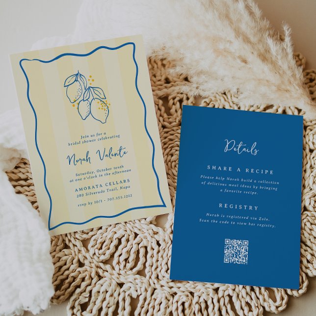 Amalfi Lemon All-in-One Handwritten Bridal Shower Invitation (Creator Uploaded)