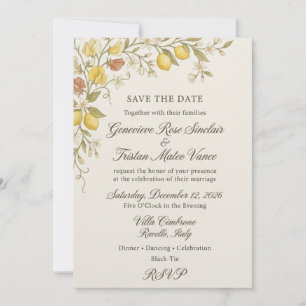 Amalfi Lemon & Blossom Elegant Save the Date Invitation