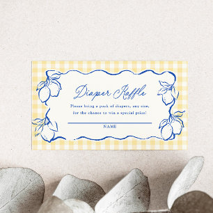 Amalfi Lemon Blue & Yellow Diaper Raffle Ticket Enclosure Card