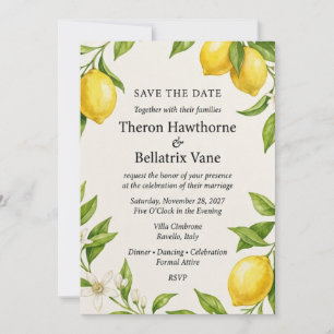 Amalfi Lemon & Citrus Blossom Elegant Save Invitation