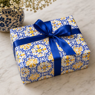 Amalfi Lemon Citrus Watercolor Mediterranean Wrapping Paper