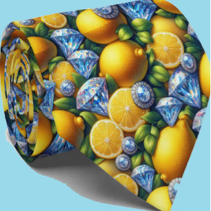 Amalfi Lemon Faux DIamonds Faux Silk Tie