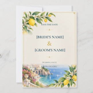 Amalfi Lemon | Mediterranean Blue & Yellow Save The Date