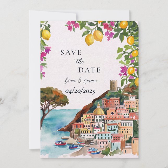 Amalfi Lemon Save The Date Invitation (Front)