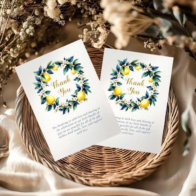Amalfi Lemon Wreath Ciao Baby Baby Shower Thank You Card (Creator Uploaded)
