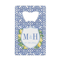 Amalfi Lemons Blue Tiles Wedding Monogram Favour