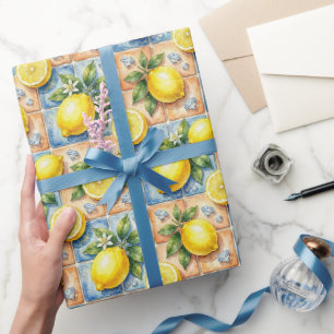 Amalfi Lemons, Diamonds, & Mediterranean Tiles Wrapping Paper