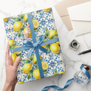 Amalfi Lemons, Diamonds, & Mediterranean Tiles Wrapping Paper