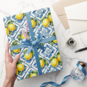 Amalfi Lemons, Diamonds, & Mediterranean Tiles Wrapping Paper