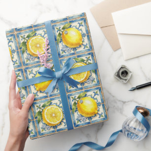 Amalfi Lemons, Diamonds, & Mediterranean Tiles Wrapping Paper