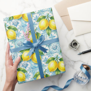 Amalfi Lemons, Diamonds, & Mediterranean Tiles Wrapping Paper