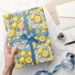 Amalfi Lemons, Diamonds, & Mediterranean Tiles Wrapping Paper