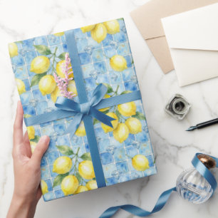Amalfi Lemons, Diamonds, & Mediterranean Tiles  Wrapping Paper