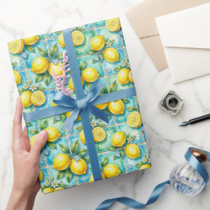 Amalfi Lemons, Diamonds, & Mediterranean Tiles Wrapping Paper