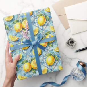 Amalfi Lemons, Diamonds, & Mediterranean Tiles Wrapping Paper