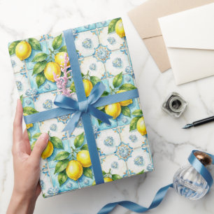 Amalfi Lemons, Diamonds, & Mediterranean Tiles Wrapping Paper