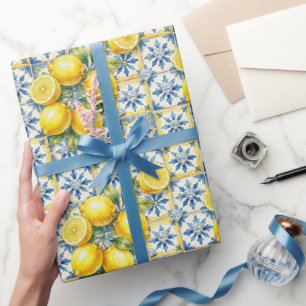 Amalfi Lemons, Diamonds, & Mediterranean Tiles Wrapping Paper