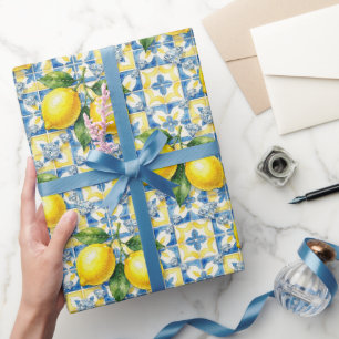 Amalfi Lemons, Diamonds, & Mediterranean Tiles Wrapping Paper