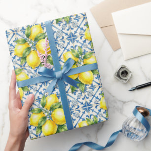 Amalfi Lemons, Diamonds, & Mediterranean Tiles Wrapping Paper