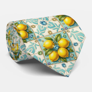 Amalfi Lemons Faux Silk Luxury Designer Style Tie