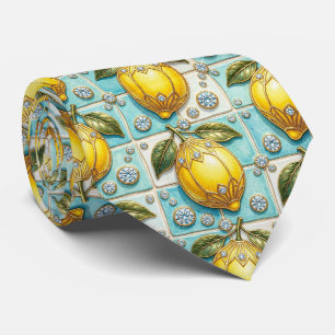 Amalfi Lemons Faux Silk Luxury Designer Style Tie