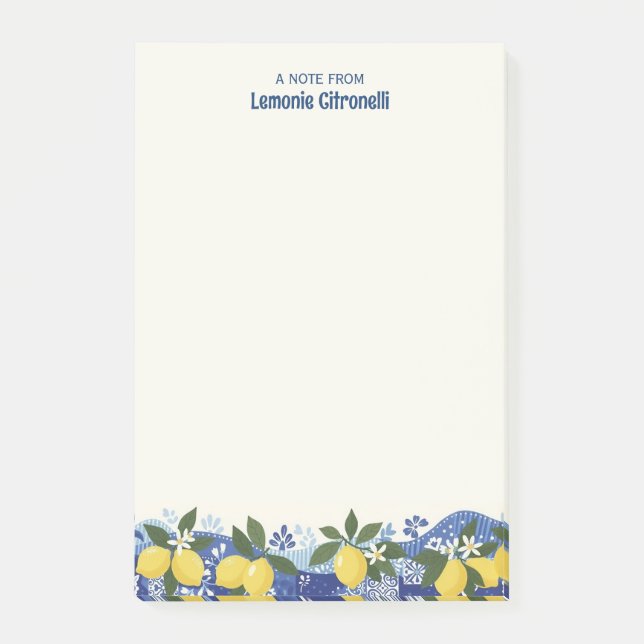 Amalfi Lemons Personalized Italian Lemon Citrus Post-it Notes (Front)
