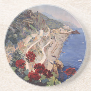 Amalfi Napoli Italy Vintage Italian Travel Poster Coaster