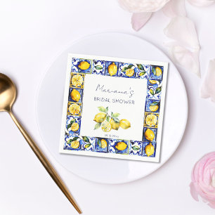 Amalfi Positano blue tiles lemons bridal shower Napkin