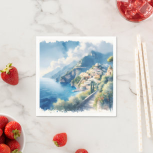 Amalfi Positano Romantic Travel Anniversary Gift Napkin