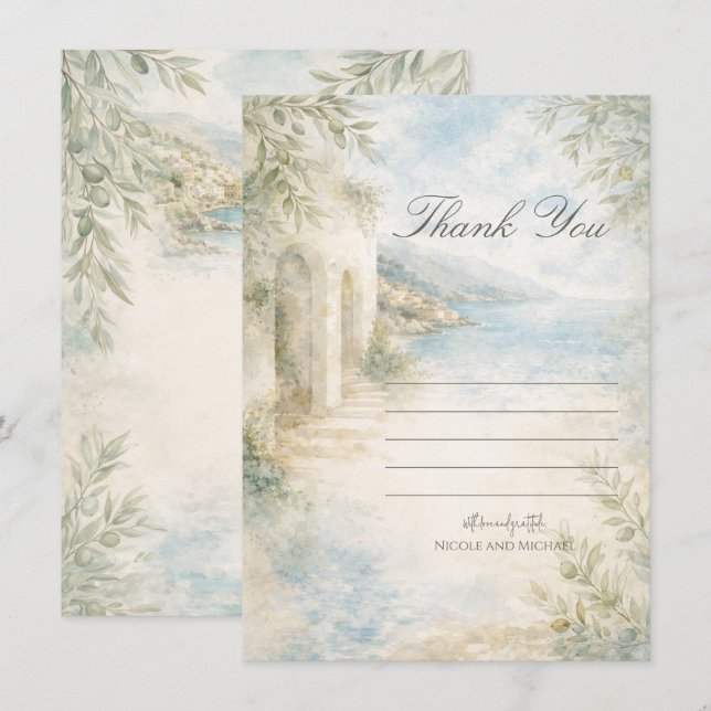 Amalfi Reverie — Mediterranean Coast Thank You  Invitation (Front/Back)