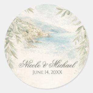 Amalfi Reverie — Mediterranean Coastal Wedding Classic Round Sticker
