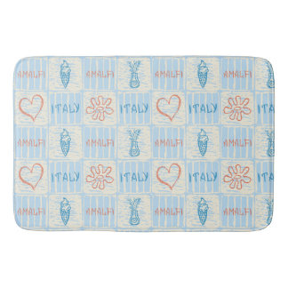 Amalfi style blue and terracotta seamless pattern bath mat