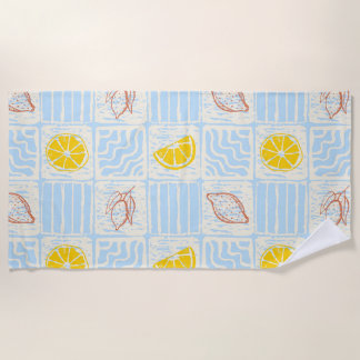 Amalfi style seamless pattern with lemons beach towel