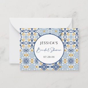 Amalfi Tile Blue Yellow Bridal Shower  Card