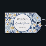 Amalfi Tile Blue Yellow Bridal Shower Gift Tags<br><div class="desc">Can be customised to suit your needs.
© Gorjo Designs. Made for you via the Zazzle platform. 

// Need help customising your design? Got other ideas? Feel free to contact me (Zoe) directly.</div>