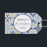 Amalfi Tile Blue Yellow Bridal Shower Gift Tags<br><div class="desc">Can be customised to suit your needs.
© Gorjo Designs. Made for you via the Zazzle platform. 

// Need help customising your design? Got other ideas? Feel free to contact me (Zoe) directly.</div>