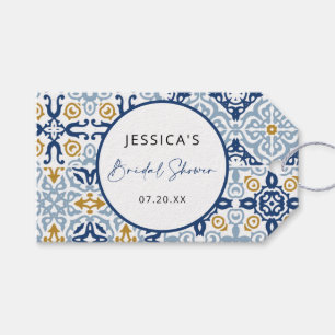 Amalfi Tile Blue Yellow Bridal Shower Gift Tags