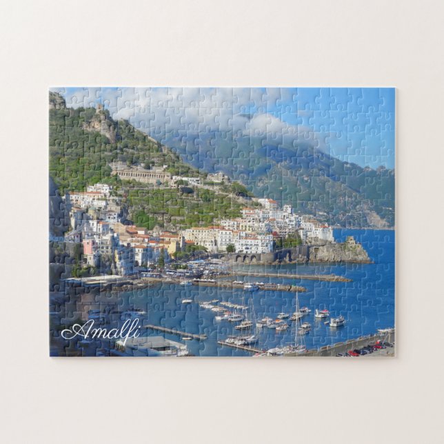 Amalfi town bay & port Italian Coast Italy scenery Jigsaw Puzzle (Horizontal)