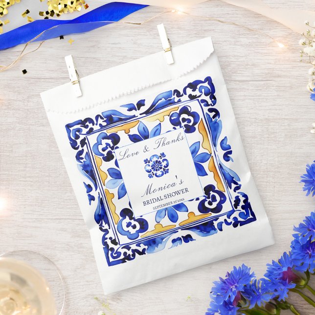 Amalfi Vietri Italian blue tiles bridal shower Favour Bags (Amalfi Vietri Italian blue tiles bridal shower Favor Bag)