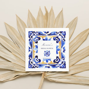 Amalfi Vietri Italian blue tiles bridal shower Napkin