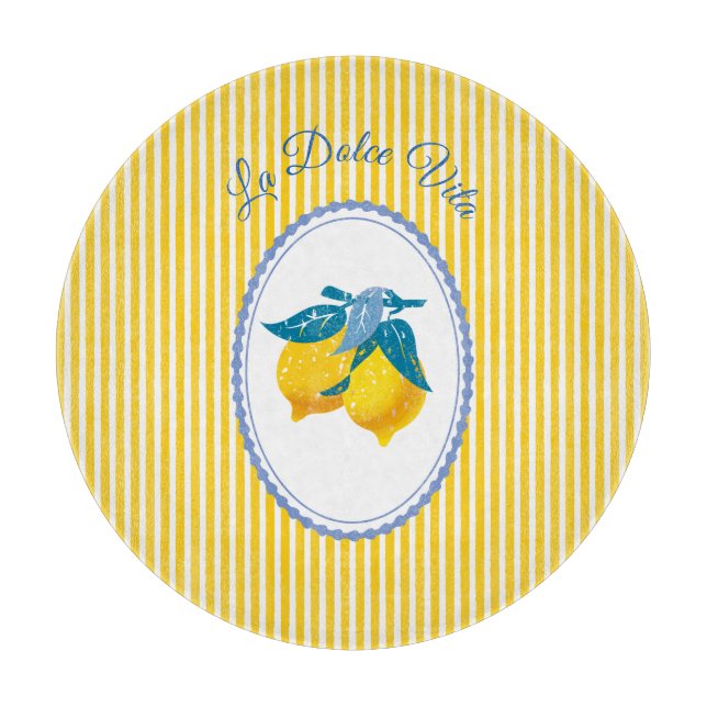 Amalfi Yellow Lemons Mediterranean Style Cutting Board (Front)