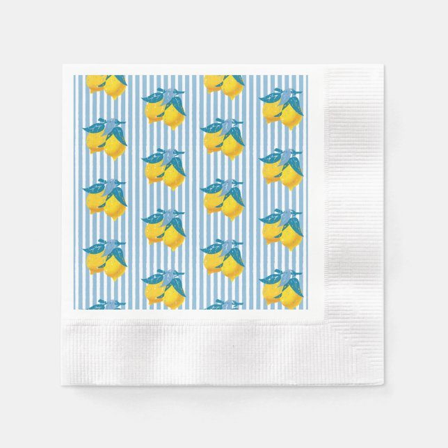 Amalfi Yellow Lemons Mediterranean Style Napkin (Front)