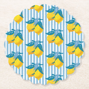 Amalfi Yellow Lemons Mediterranean Style Paper Coaster